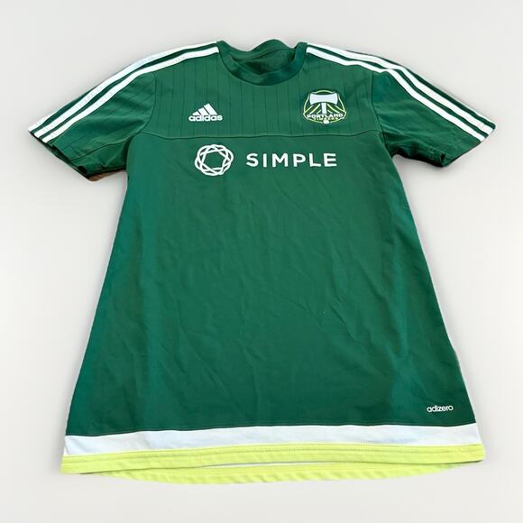 Adidas Mens Green MLS Portland Timbers Simple Short-Sleeve Jersey Size S SMALL - Picture 1 of 9